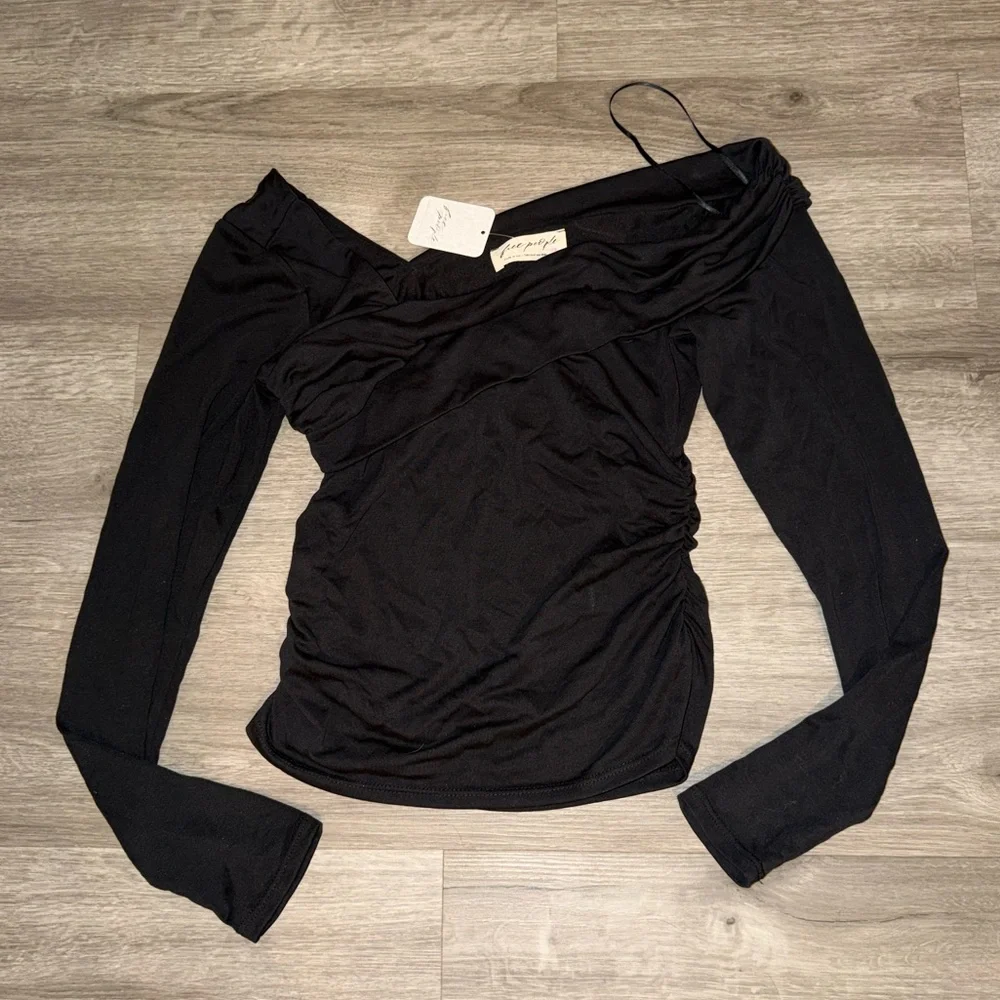 Free People Cupronickel Jenni Off the shoulder long sleeve top